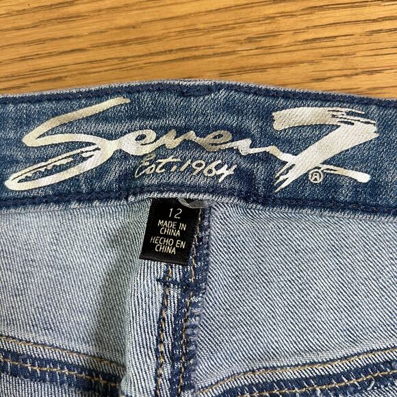 Seven7 Womens Pearl Embellished Mid Rise Skinny Jeans‎ Starling Size 12 Coquette - Picture 7 of 11